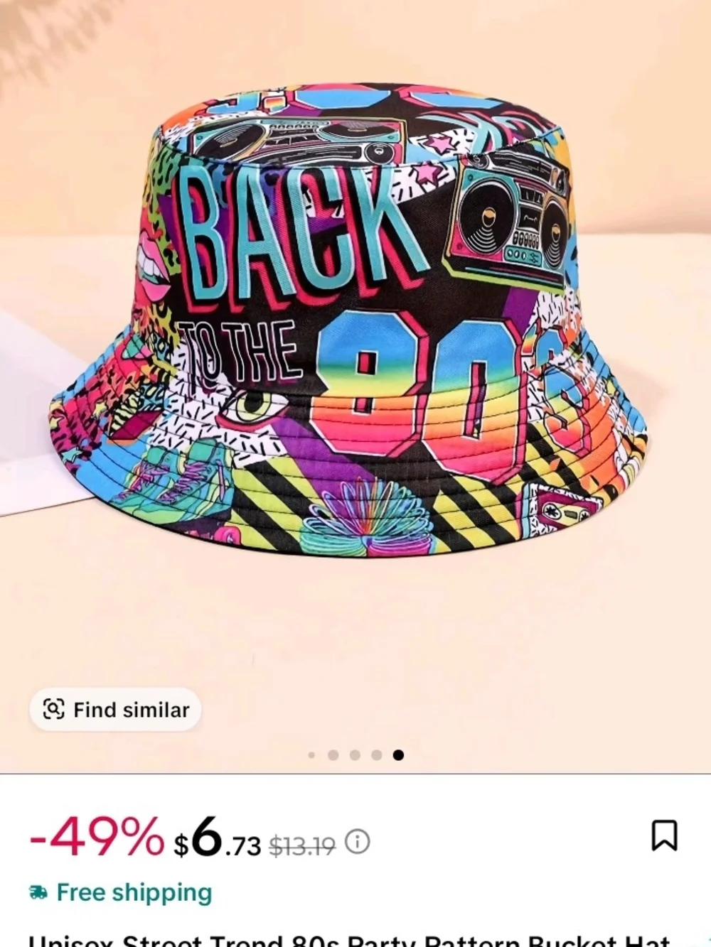 Multicolor 'Back to the 90s' Graphic Bucket Hat